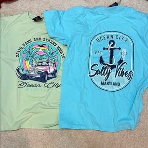 Ocean City Graphic T-Shirts in Green and Blue